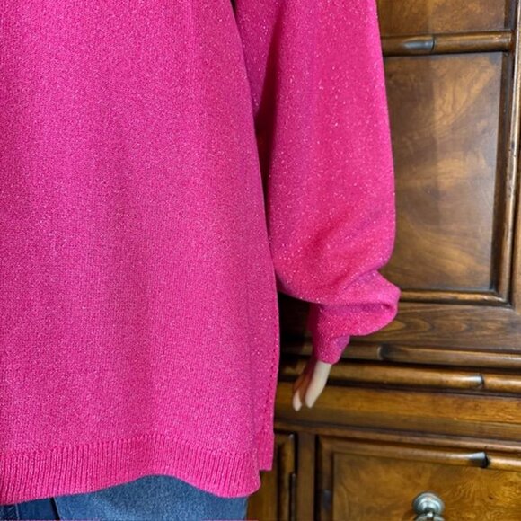 Chico's Pink Sweeping Crew Neck Shimmer Lightweight Sweater - Picture 12 of 14